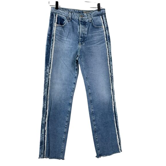 Adriano Goldschmied Women Button Fly Raw Hem High Rise Straight Jeans Frayed 27 - Picture 1 of 11